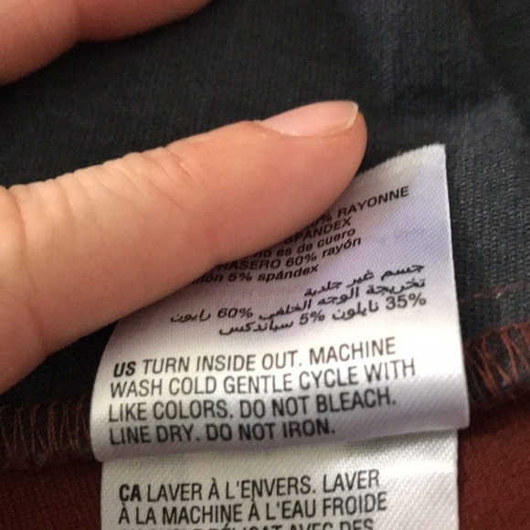 INC International Concepts brown faux croc embossed leather one shoulder top M - Picture 10 of 10